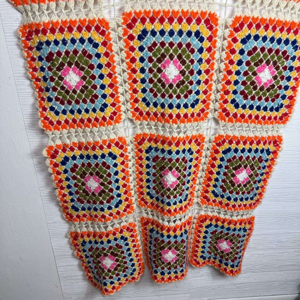Colorful Granny Square Crochet Blanket - Picture 4 of 9